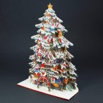 Shimmering Christmas Tree Village Pop Up Decorative Greeting Card / Christmas Card