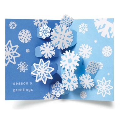 Swirling Snowflakes Pop Up Boxed Holiday Christmas Greeting Cards