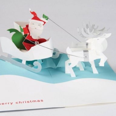 Santa and Reindeer Boxed Holiday Pop Up Cards